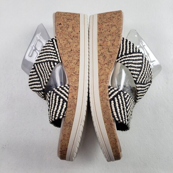 Bzees Resort Wedge Riviera Sandal Women 10 Wide Raffia Slip On Peep Toe Platform - Picture 7 of 13